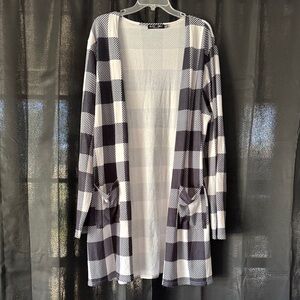Black and White Checkered Women's Cardigan